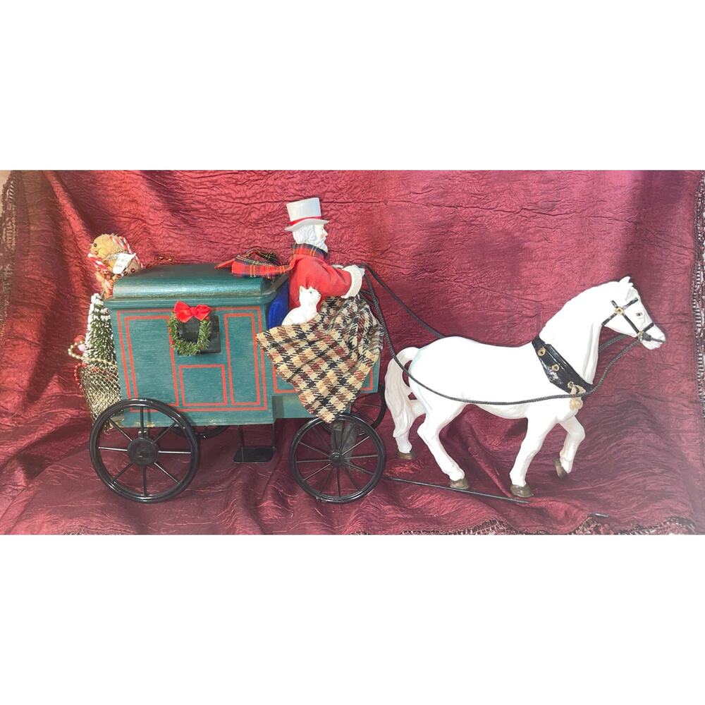 HTF Vtg Midwest of Cannon Falls Stage Coach & Horse Christmas Tree Cat Presents